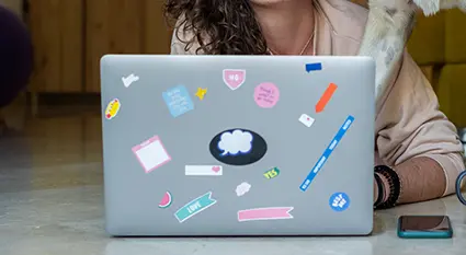 stickers on laptop