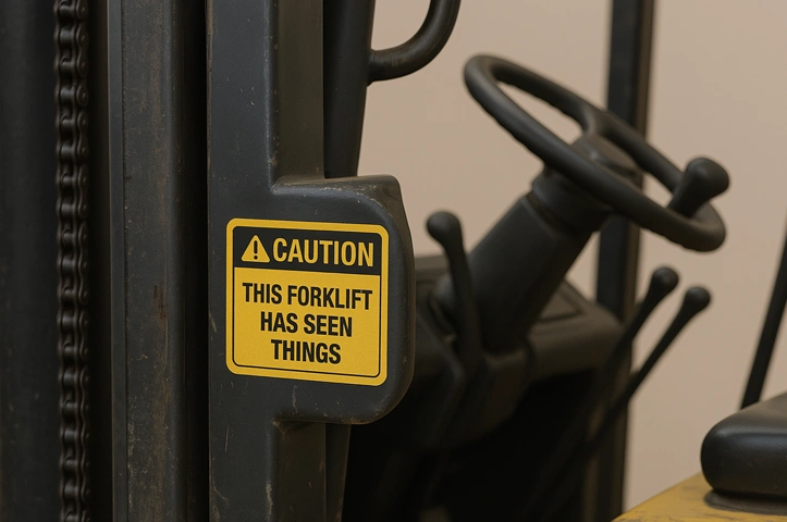 Weird Warning Labels Caution- This Forklift Has Seen Things