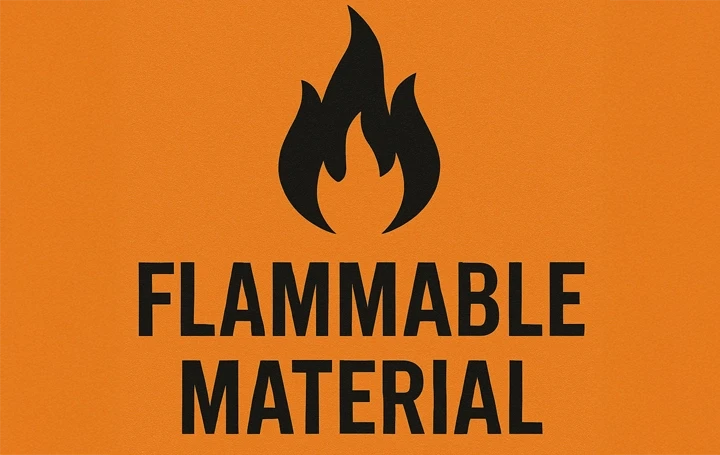 Flammable Material Warning Label