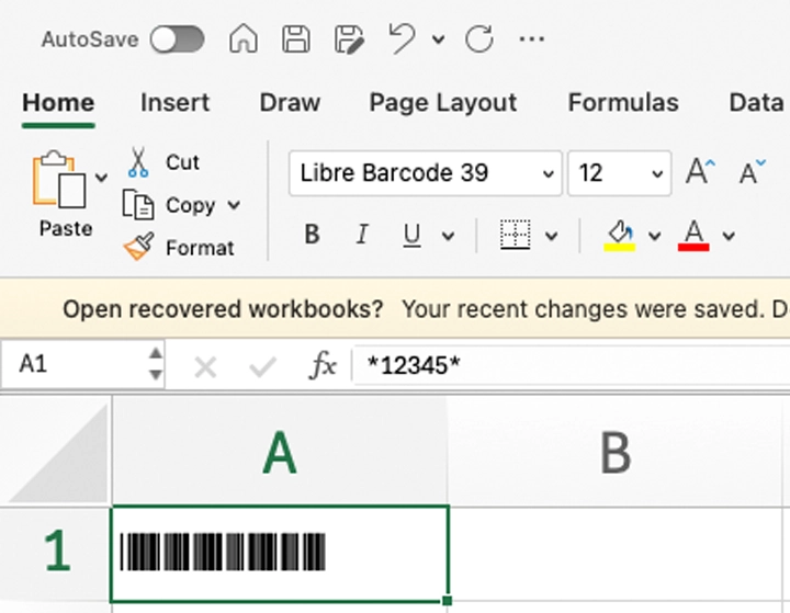 Select font Libre Barcode 39