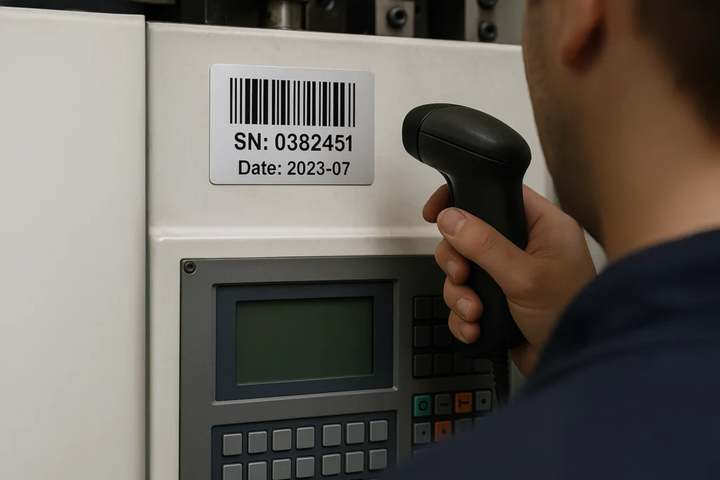 Warehouse barcode scanner connected to a spreadsheet inventory tracking system